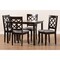 Wholesale Interiors Baxton Studio Verner Modern and Contemporary Grey Fabric Upholstered Espresso Brown Finished 5-Piece Wood Dining Set